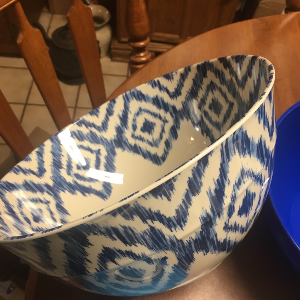 10 Pc Tropical Melamine Bowls w/Lids Blue & White - Picture 3 of 8